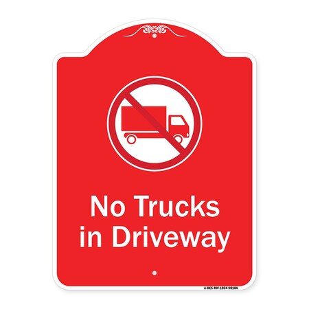 Signmission No Trucks In Driveway With Graphic Heavy-Gauge Aluminum Architectural Sign, 24" x 18", RW-1824-9810 A-DES-RW-1824-9810